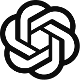 Black circular abstract geometric pattern with interlocking shapes on a white background.