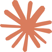 Abstract orange starburst shape with multiple pointed rays radiating from the center on a transparent background.